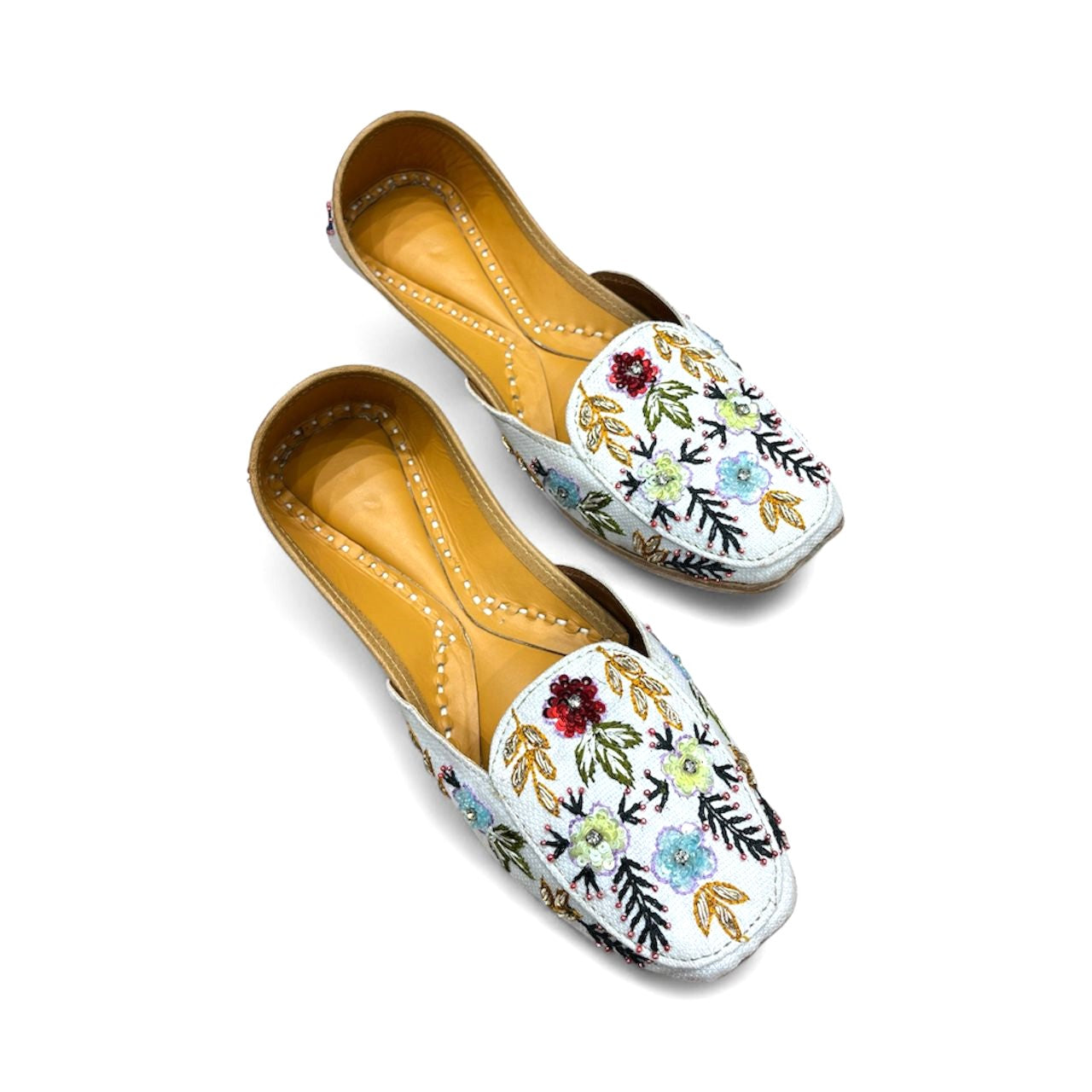 White Floral Loafer Jutti