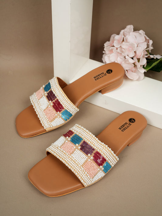 Pearl Patchwork Slides