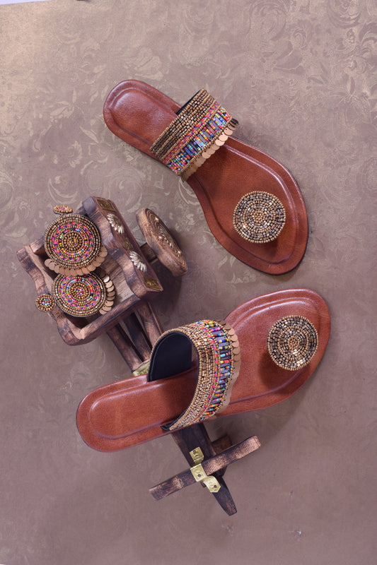 Gold Sequin kolhapuri